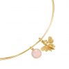Gemshine - Damen - Halskette - Anhänger - 925 Silber - Vergoldet - BEE - Biene - Rosenquarz - Rosa - 45 cm