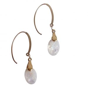 Gemshine - Damen - Ohrringe  - Vergoldet - Mondstein - Facettiert - Weiß - 2 cm