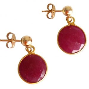 Gemshine - Damen - Ohrringe - 925 Silber - Vergoldet - Rubin - Rot - CANDY - 2 cm