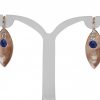 Gemshine - Damen - Ohrringe - Ohrhänger - 925 Silber - Rose Vergoldet - Marquise - Minimalistisch - Design - Saphir - Blau - 3 cm – Bild 3