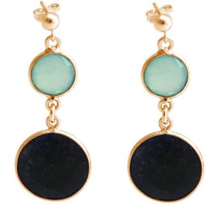 GEMSHINE Ohrringe mit Saphiren und Chalcedonen. Ohrhänger aus 925 Silber, gelb oder rose. Made in München / Deutschland. Im edlen Schmucketui. Auch als SET mit Halskette.