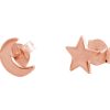 GEMSHINE Hochwertige Ohrringe mit Stern und Mond Konstellation. Ohrstecker in 925 Silber, vergoldet, rose vergoldet. Made in Madrid / Spain., Metall Farbe:Silber rose vergoldet – Bild 3