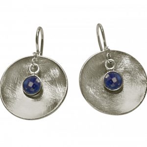 Gemshine - Damen - Ohrringe - Ohrhänger - 925 Silber - Schale -  Geometrisch - Design - Saphir - Blau - 3 cm