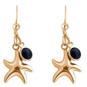 GEMSHINE Maritim Nautics Ohrringe mit Seestern Ohrhänger aus 925 Silber, hochwertig vergoldet oder rose im Navy Stil - Made in Madrid, Spanien, Metall Farbe:Silber vergoldet