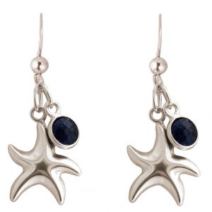 GEMSHINE Maritim Nautics Ohrringe mit Seestern Ohrhänger aus 925 Silber, hochwertig vergoldet oder rose im Navy Stil - Made in Madrid, Spanien, Metall Farbe:Silber