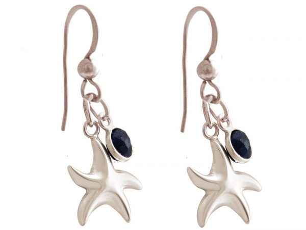 GEMSHINE Maritim Nautics Ohrringe mit Seestern Ohrhänger aus 925 Silber, hochwertig vergoldet oder rose im Navy Stil - Made in Madrid, Spanien, Metall Farbe:Silber – Bild 3