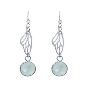 Gemshine - Damen - Ohrringe - 925 Silber - Schmetterling Flügel - Chalcedon - Meeresgrün - 4 cm