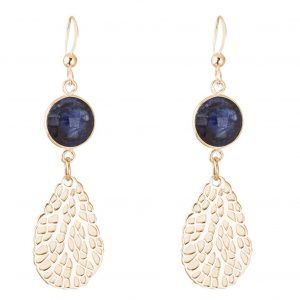 GEMSHINE Maritim Nautics Ohrringe mit Anemone Ohrhänger in 925 Silber, hochwertig vergoldet oder rose im Navy Stil mit blauen Saphiren - Made in Madrid, Spain, Metall Farbe:Silber vergoldet