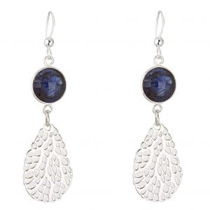 GEMSHINE Maritim Nautics Ohrringe mit Anemone Ohrhänger in 925 Silber, hochwertig vergoldet oder rose im Navy Stil mit blauen Saphiren - Made in Madrid, Spain, Metall Farbe:Silber