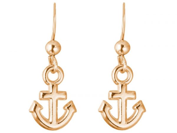 GEMSHINE Maritim Nautics Ohrringe mit Anker Ohrhänger in 925 Silber, hochwertig vergoldet oder rose im Navy Stil - Made in Madrid, Spanien, Metall Farbe:Silber vergoldet