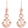 GEMSHINE Maritim Nautics Ohrringe mit Anker Ohrhänger in 925 Silber, hochwertig vergoldet oder rose im Navy Stil - Made in Madrid, Spanien, Metall Farbe:Silber rose vergoldet