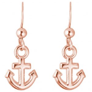 GEMSHINE Maritim Nautics Ohrringe mit Anker Ohrhänger in 925 Silber, hochwertig vergoldet oder rose im Navy Stil - Made in Madrid, Spanien, Metall Farbe:Silber rose vergoldet