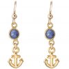 GEMSHINE Maritim Nautics Ohrringe mit Anker Ohrhänger in 925 Silber, hochwertig vergoldet oder rose im Navy Stil mit blauen Saphiren - Made in Madrid, Spanien, Metall Farbe:Silber vergoldet