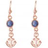 GEMSHINE Maritim Nautics Ohrringe mit Anker Ohrhänger in 925 Silber, hochwertig vergoldet oder rose im Navy Stil mit blauen Saphiren - Made in Madrid, Spanien, Metall Farbe:Silber rose vergoldet