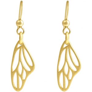 Gemshine - Damen - Ohrringe - Schmetterling - Flügel - WINGS - 925 Silber - Vergoldet –- 4,5 cm