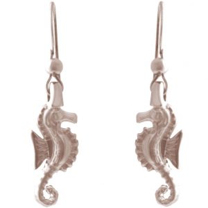 GEMSHINE Maritim Nautics Ohrringe mit Seepferdchen Ohrhänger in 925 Silber, hochwertig vergoldet oder rose im Navy Stil - Made in Madrid, Spanien, Metall Farbe:Silber