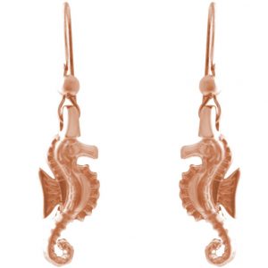 GEMSHINE Maritim Nautics Ohrringe mit Seepferdchen Ohrhänger in 925 Silber, hochwertig vergoldet oder rose im Navy Stil - Made in Madrid, Spanien, Metall Farbe:Silber rose vergoldet