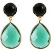 GEMSHINE Ohrclips oder Ohrstecker mit schwarzem Onyx und Turmalin Edelstein Tropfen. Hochwertig vergoldete Ohrhänger. Made in München / Deutschland. Im eleganten Schmucketui geliefert.
