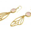 Gemshine - Damen - Ohrringe - Schmetterling - Flügel - WINGS - 925 Silber - Vergoldet –- DRUZY - Rose Quarz - 6,5 cm – Bild 3