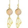 Gemshine - Damen - Ohrringe - Schmetterling - Flügel - WINGS - 925 Silber - Vergoldet –- DRUZY - Rose Quarz - 5 cm