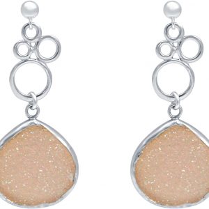 Gemshine - Damen - Ohrringe - BUBBLES - 925 Silber –- DRUZY - Rose Quarz - 4,5 cm