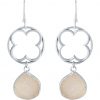 Gemshine - Damen - Ohrringe - CLOVER - 925 Silber - DRUZY - Rose Quarz - 5 cm