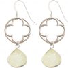 Gemshine - Damen - Ohrringe - CLOVER - 925 Silber - DRUZY - Weiß - Quarz - 5 cm