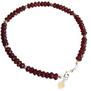 Gemshine - Damen - Armband  - 925 Silber - Granat - Facettiert - Rot - Dunkelrot