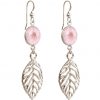 GEMSHINE Ohrringe mit Rosenquarzen und Blätter. Naturschmuck Ohrhänger 925 Silber, vergoldet oder rose vergoldet. Made in Munich / Germany. Im eleganten Schmucketui, Metall Farbe:Silber – Bild 3
