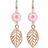 GEMSHINE Ohrringe mit Rosenquarzen und Blätter. Naturschmuck Ohrhänger 925 Silber, vergoldet oder rose vergoldet. Made in Munich / Germany. Im eleganten Schmucketui, Metall Farbe:Silber rose vergoldet – Bild 4