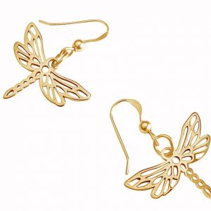 Gemshine - Damen -  Ohrringe - 925 Silber - Vergoldet - LIBELLE - 3 cm