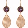 GEMSHINE Damenohrringe mit Mandalas und Amethysten hervorragender Qualität. Ohrhänger. Made in Madrid / Spanien. Im eleganten Geschenketui., Metall Farbe:Silber rose vergoldet