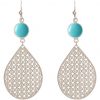 GEMSHINE Damenohrringe mit Mandalas und Türkisen hervorragender Qualität. Ohrhänger. Made in Madrid / Spanien. Im eleganten Geschenketui geliefert., Metall Farbe:Silber