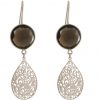 GEMSHINE Damenohrringe mit Mandalas und Rauchquarzen hervorragender Qualität. Ohrhänger. Made in Madrid / Spanien. Im eleganten Geschenketui., Metall Farbe:Silber