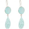 GEMSHINE Damenohrringe mit Mandalas und Chalcedon Edelsteinen. Ohrhänger. Made in Madrid / Spanien. Im eleganten Geschenketui geliefert., Metall Farbe:Silber – Bild 3