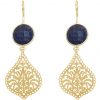 GEMSHINE Damenohrringe mit Mandalas und blaue Saphiren hervorragender Qualität. Ohrhänger. Made in Madrid / Spanien. Im eleganten Geschenketui., Metall Farbe:Silber vergoldet