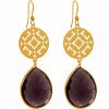 GEMSHINE Damenohrringe mit Mandalas und Amethyst Edelsteinen hervorragender Qualität. Ohrhänger. Made in Madrid / Spanien. Im eleganten Geschenketui geliefert., Metall Farbe:Silber vergoldet – Bild 3