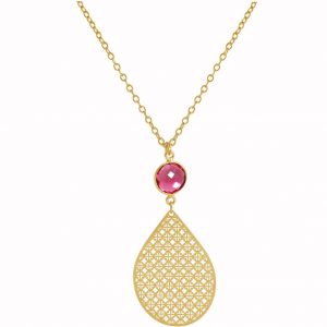 GEMSHINE Halskette mit Mandala und Rubin Quarz. Anhänger aus Silber, vergoldet oder rose an 45cm Kette. Made in Madrid / Spanien. Im elden Geschenketui geliefert., Metall Farbe:Silber vergoldet