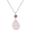 GEMSHINE Halskette mit Mandala und Rubin Quarz. Anhänger aus Silber, vergoldet oder rose an 45cm Kette. Made in Madrid / Spanien. Im elden Geschenketui geliefert., Metall Farbe:Silber
