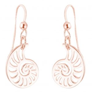 GEMSHINE Maritim Nautics Ohrringe mit Nautilus Muschel Ohrhänger in 925 Silber, hochwertig vergoldet oder rose im Navy Stil - Made in Madrid, Spain, Metall Farbe:Silber rose vergoldet