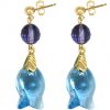 Gemshine - Damen - Ohrringe - Vergoldet - Fisch - Blau - Violett - MADE WITH SWAROVSKI ELEMENTS® - 3,5 cm – Bild 3