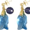 Gemshine - Damen - Ohrringe - Vergoldet - Fisch - Blau - Violett - MADE WITH SWAROVSKI ELEMENTS® - 3,5 cm – Bild 3