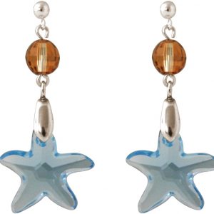 Gemshine - Damen - Ohrringe - 925 Silber - Seestern - Blau - MADE WITH SWAROVSKI ELEMENTS® - 3 cm