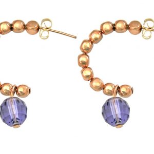 Gemshine - Damen - Ohrringe - Rose Vergoldet - Loop - Violett Blau - 3 cm