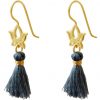 Gemshine - Damen - Ohrringe - Ohrhänger - 925 Silber - Vergoldet - Lotus Blume - Quaste - Blau - YOGA - 4 cm – Bild 3