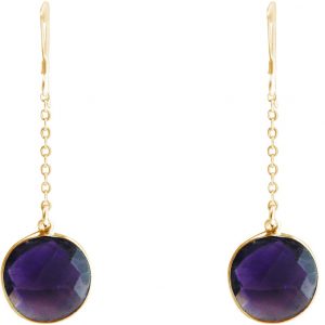 GEMSHINE Damenohrringe aus hochwertig vergoldetem 925 Silber. 4,5 cm Yoga Ohrhänger mit Amethysten hervorragender Qualität. Made in Madrid / Spanien. Im eleganten Schmucketui mit Geschenkverpackung
