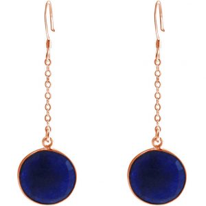 GEMSHINE Damenohrringe aus hochwertig vergoldetem 925 Silber. 3,5 cm Yoga Ohrhänger mit Saphiren hervorragender Qualität. Made in Madrid / Spanien. Im eleganten Schmucketui mit Geschenkverpackung, Metall Farbe:Silber rose vergoldet
