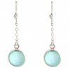 GEMSHINE Damenohrringe aus 925 Silber. 3,5 cm Yoga Ohrhänger mit Chalzedon Edelsteinen hervorragender Qualität und Farbe. Made in Madrid / Spanien. Im eleganten Schmucketui mit Geschenkverpackung.