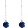 GEMSHINE Damenohrringe aus 925 Silber. 3,5 cm Yoga Ohrhänger mit blauen Saphiren hervorragender Qualität und Farbe. Made in Madrid / Spanien. Im eleganten Schmucketui mit Geschenkverpackung geliefert. – Bild 3