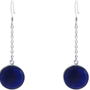 GEMSHINE Damenohrringe aus hochwertig vergoldetem 925 Silber. 3,5 cm Yoga Ohrhänger mit Saphiren hervorragender Qualität. Made in Madrid / Spanien. Im eleganten Schmucketui mit Geschenkverpackung, Metall Farbe:Silber